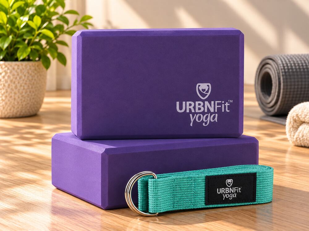 NWT URBNFit Yoga Blocks 2-Pack High Density Foam with Strap